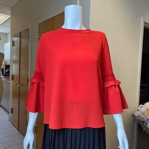 Red Ruffled 3/4 Sleeve Woman’s Blouse